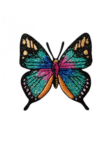 Application, patch, thermocollant : papillon turquoise pailleté