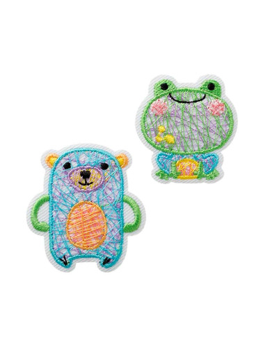 Appliques, Patch, Écusson thermocollant : Ours et grenouille multicolores