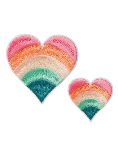 Application,Patch: Coeurs arc-en-ciel 2 pcs