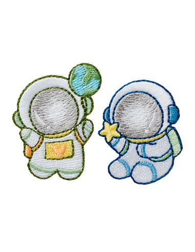 Appliqué, Patch, Iron-on: Set van 2 astronauten