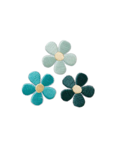 Applicatie, Patch, Strijkapplicatie: Set bloemen turkoois