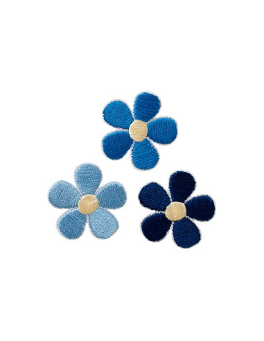 Applicatie, Patch, Strijkapplicatie: Set bloemen blauw