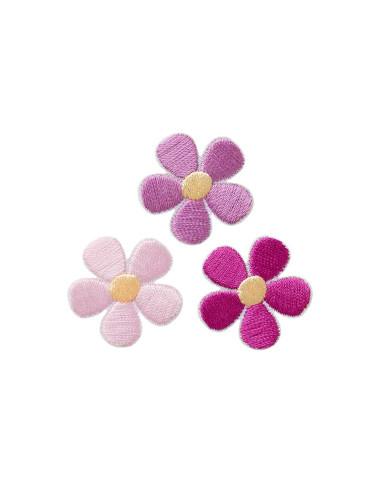 Appliques, Patch, Écusson thermocollant :  Set fleurs rose