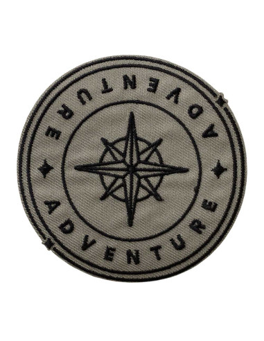 Applikation, Patch, Bügelbild: Adventure Kompass rund