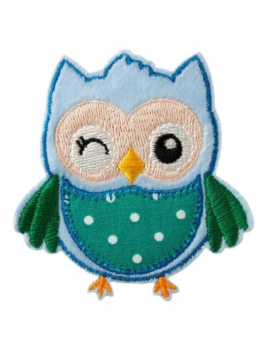 Appliques, Patch, Écusson thermocollant: Hibou bleu