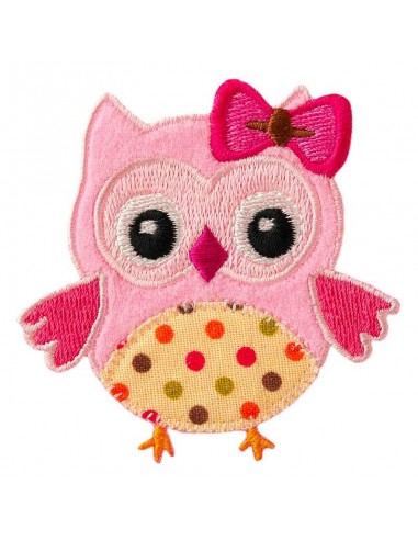 Appliques, Patch, Écusson thermocollant: Hibou rose