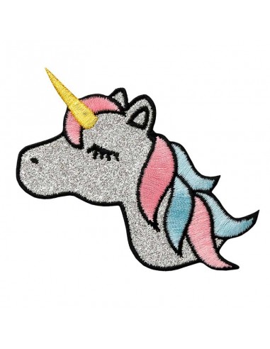 Appliques, Patch, Écusson thermocollant : licorne avec Paillettes