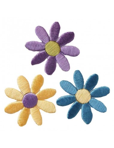 Appliques, Patch, Écusson thermocollant: 3 fleurs colorées