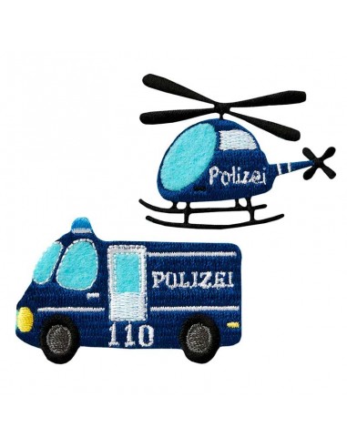 Applikation, Patch, Bügelbild: Polizei Fahrzeuge