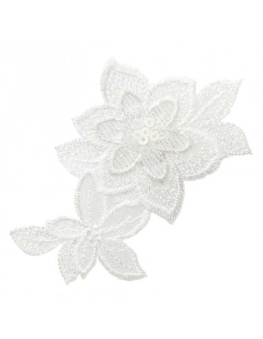 Applikation,Patch,Aufbügler: Blumenornament weiss