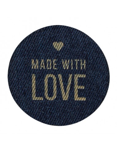 Applikation, Patch, Bügelbild: Made with Love - Jeans