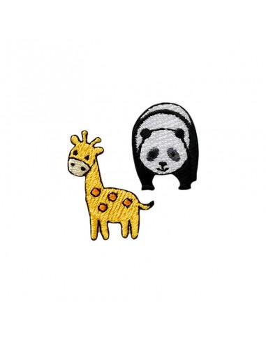 Applicatie, Patch, Strijkapplicatie: Panda en Giraffe 2 stuks