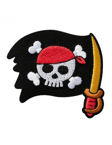 Applikation,Patch,Aufbügler: Piratenflagge mit Säbel