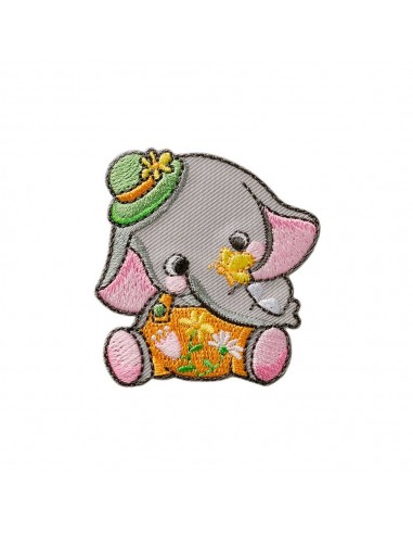 Appliqué, Patch, Iron-on: Olifant met vlinder