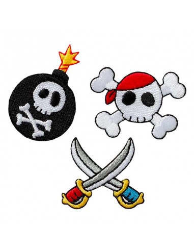 Appliques, Patch, Écusson thermocollant: Trio de pirates, 3 pièces